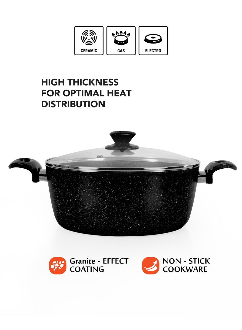 Grandi Granite Coated Pots And Pans Cookware Titanium  Set 11 PCS With Non-Stick Surfaces, Bakelite Handles, glass Lids , PFOA Free- Black - Image 4